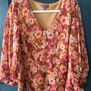 Vince Camuto Floral Blouse in Pink and Orange